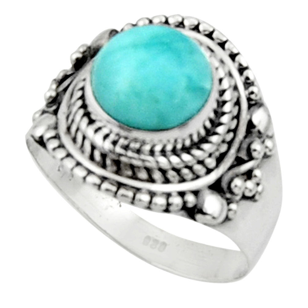 3.20cts solitaire natural blue larimar 925 sterling silver ring size 7 r50178