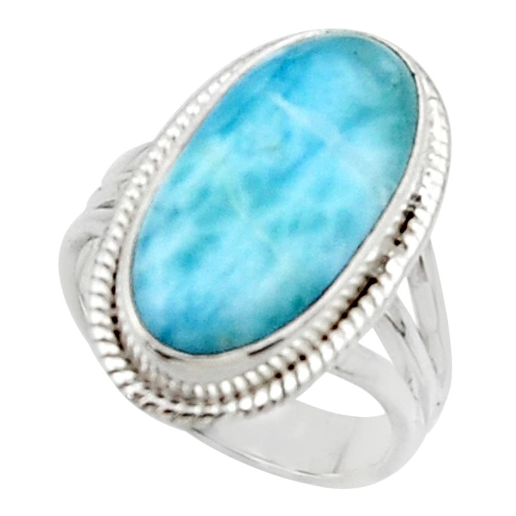 7.84cts solitaire natural blue larimar 925 sterling silver ring size 7 r50246