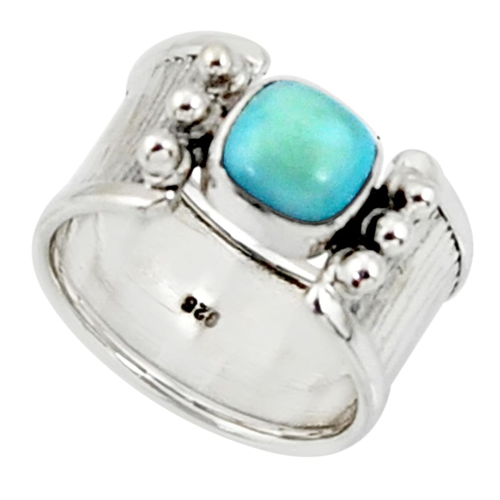 2.63cts solitaire natural blue larimar 925 sterling silver ring size 7 r50850