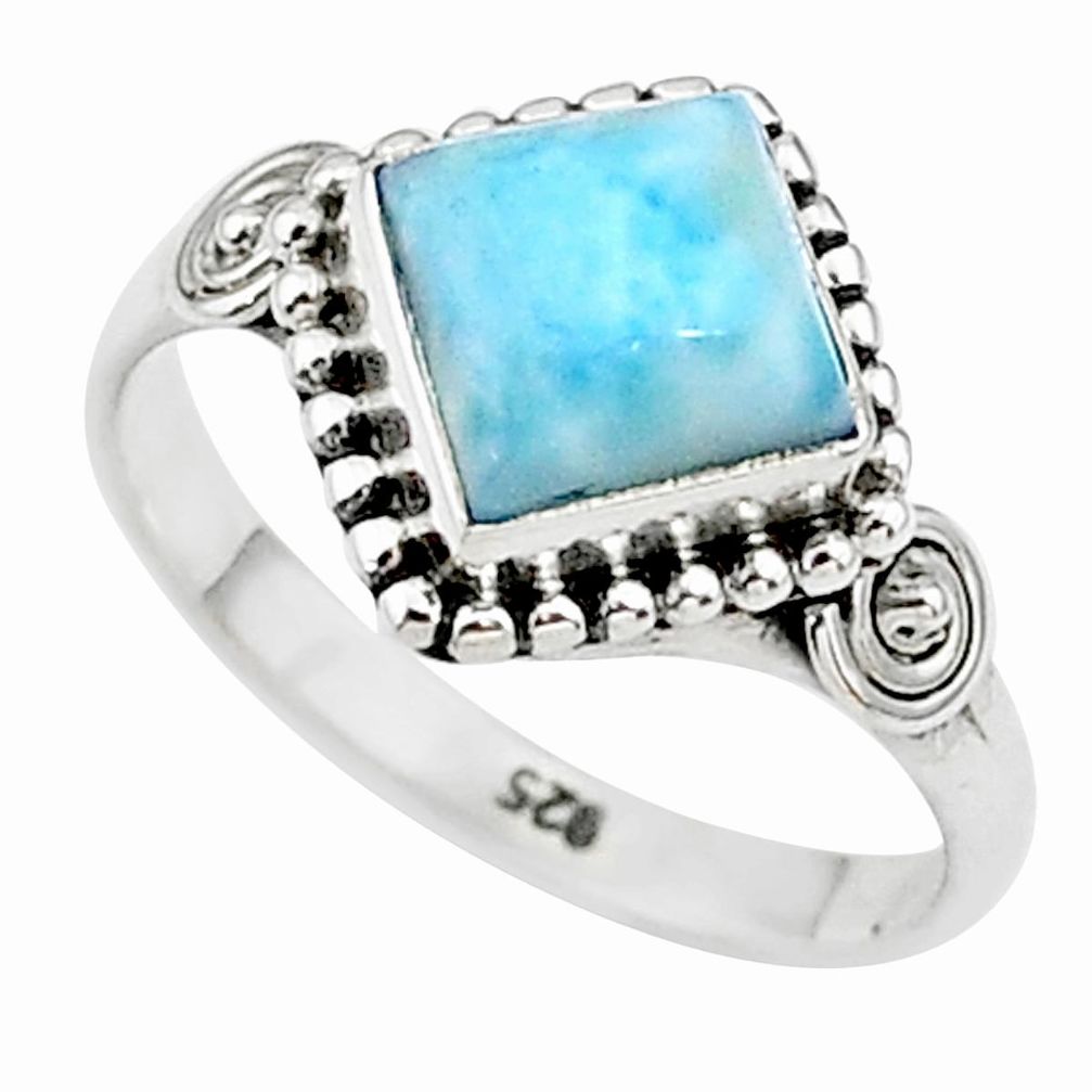 2.58cts solitaire natural blue larimar 925 sterling silver ring size 7 t11189