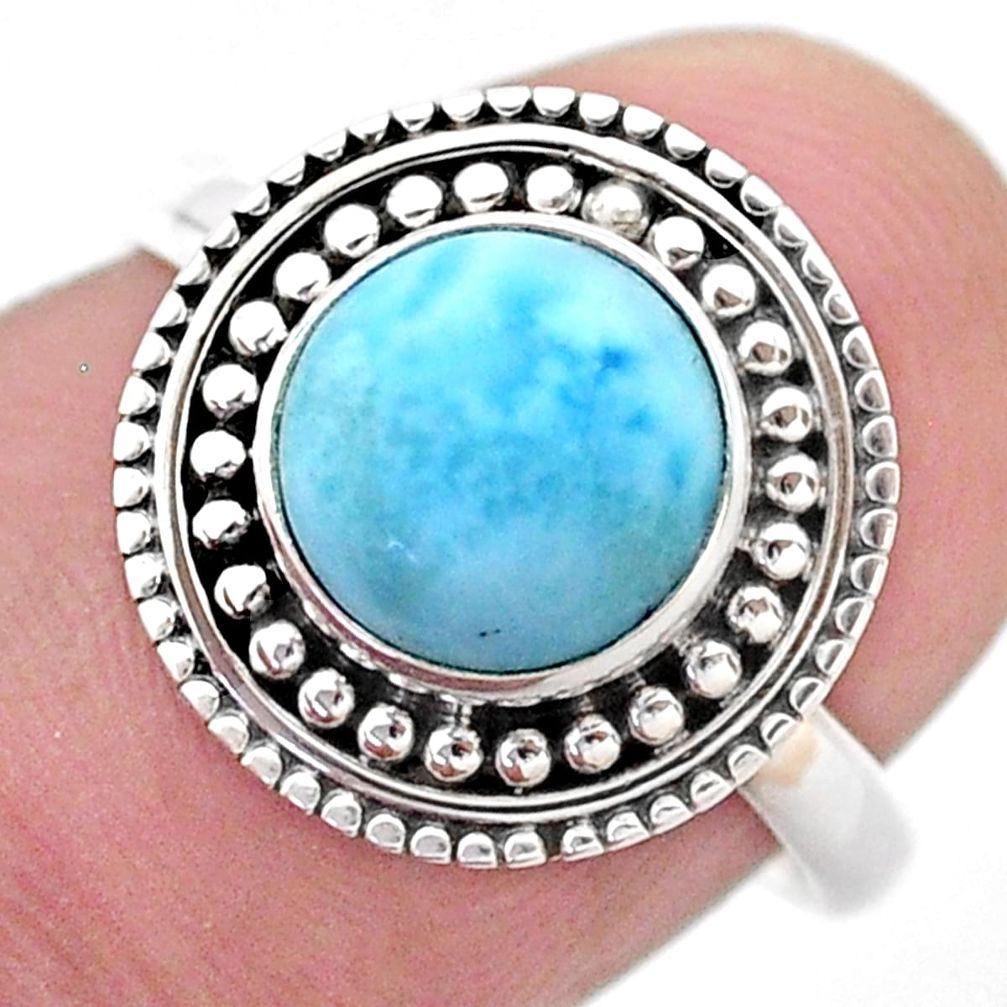 3.42cts solitaire natural blue larimar 925 sterling silver ring size 7 t46115