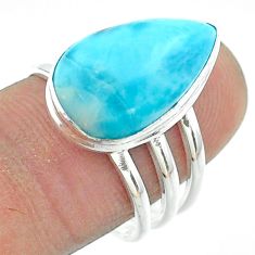 7.22cts solitaire natural blue larimar 925 sterling silver ring size 7 t56362