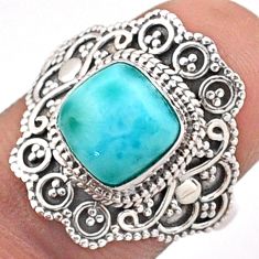 3.18cts solitaire natural blue larimar 925 sterling silver ring size 7 t84505