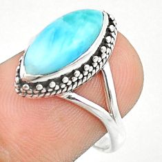 5.68cts solitaire natural blue larimar 925 sterling silver ring size 7 u25226
