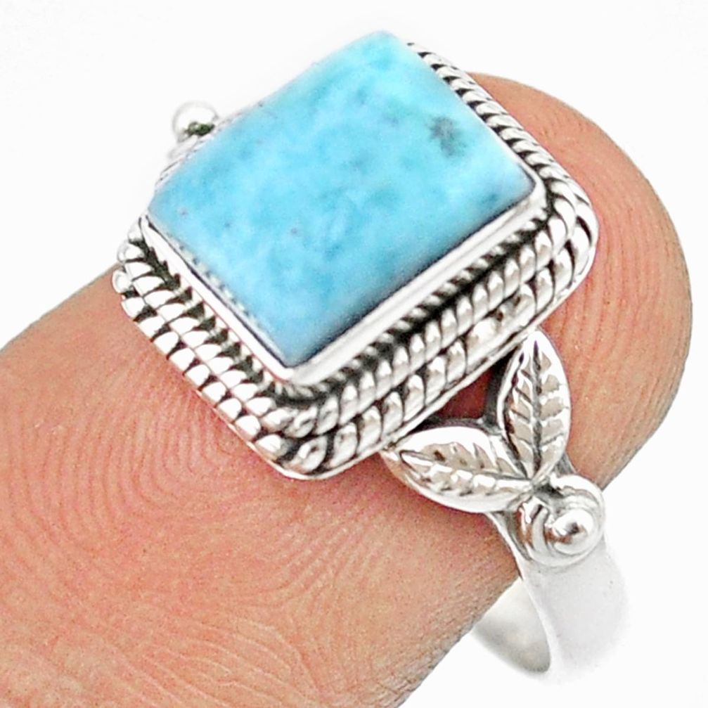 4.11cts solitaire natural blue larimar 925 sterling silver ring size 7 u31566