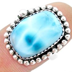 11.31cts solitaire natural blue larimar 925 sterling silver ring size 7 u39333