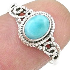 1.66cts solitaire natural blue larimar 925 sterling silver ring size 7 u43741