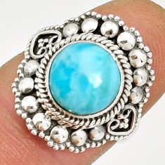 5.14cts solitaire natural blue larimar 925 sterling silver ring size 7 y4632