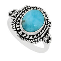 4.03cts solitaire natural blue larimar 925 sterling silver ring size 7 y75950