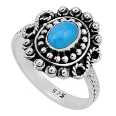 1.49cts solitaire natural blue larimar 925 sterling silver ring size 8 n43027