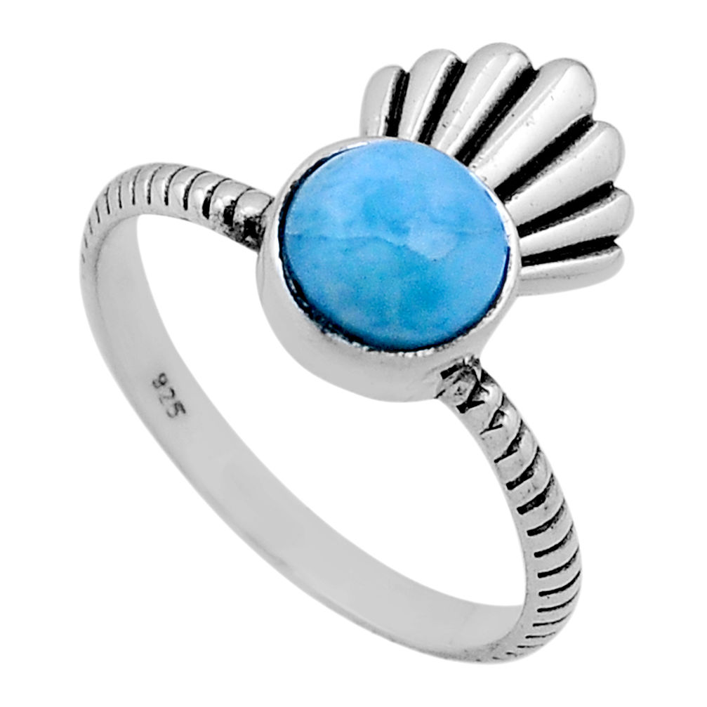 2.44cts solitaire natural blue larimar 925 sterling silver ring size 8 n45750