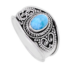 1.43cts solitaire natural blue larimar 925 sterling silver ring size 8 n53861
