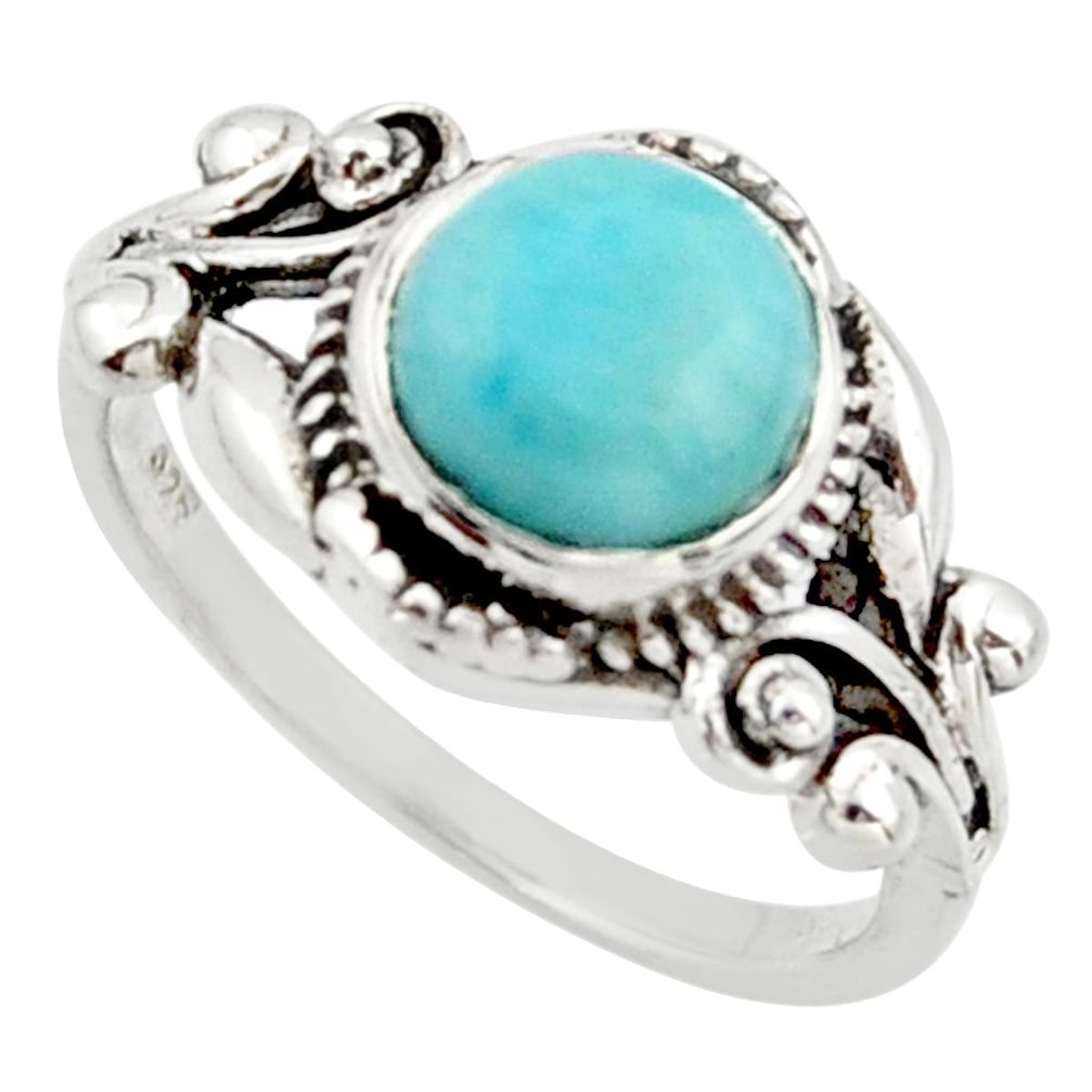 3.05cts solitaire natural blue larimar 925 sterling silver ring size 8 r40842