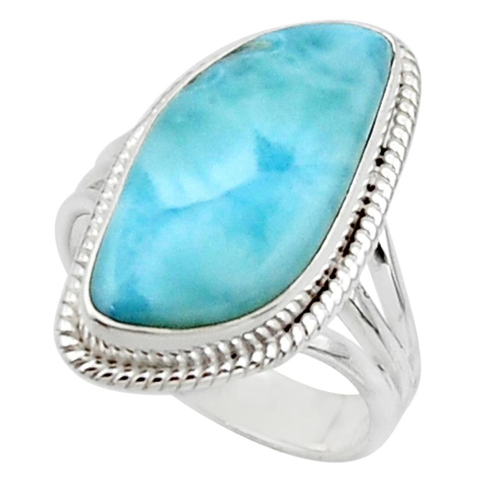 12.36cts solitaire natural blue larimar 925 sterling silver ring size 8 r50261