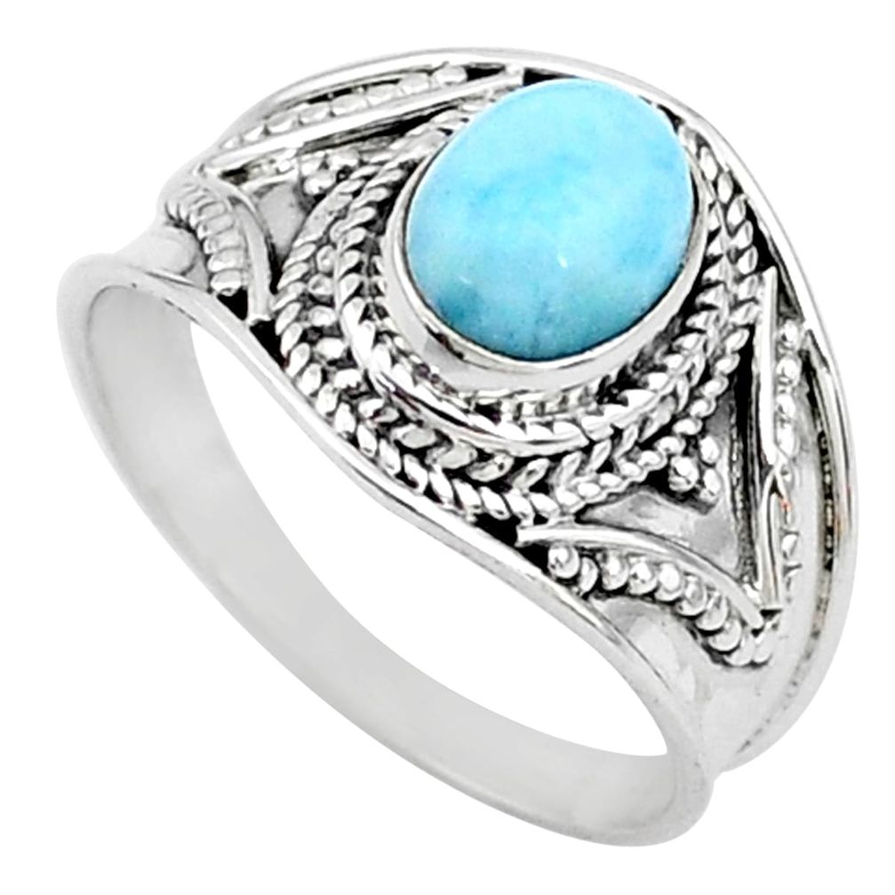 2.08cts solitaire natural blue larimar 925 sterling silver ring size 8 t10202