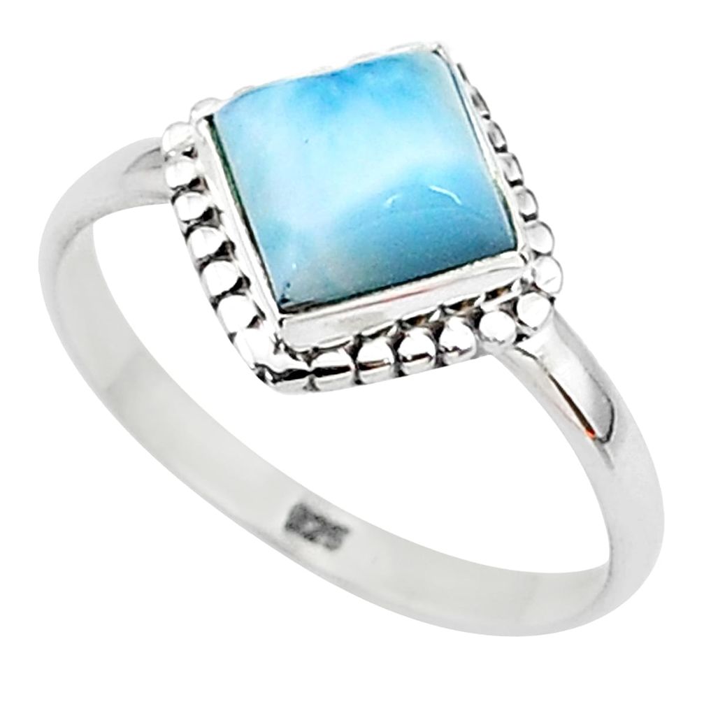 2.28cts solitaire natural blue larimar 925 sterling silver ring size 8 t11184
