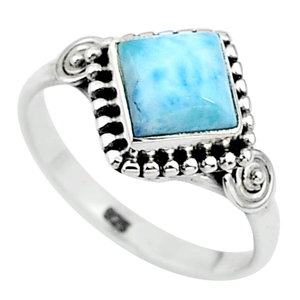 2.53cts solitaire natural blue larimar 925 sterling silver ring size 8 t11196