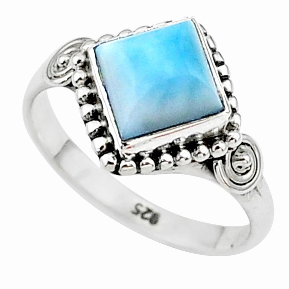 2.45cts solitaire natural blue larimar 925 sterling silver ring size 8 t11208