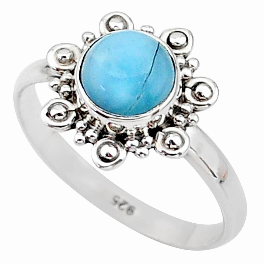 2.50cts solitaire natural blue larimar 925 sterling silver ring size 8 t11216