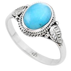 3.12cts solitaire natural blue larimar 925 sterling silver ring size 8 t11265