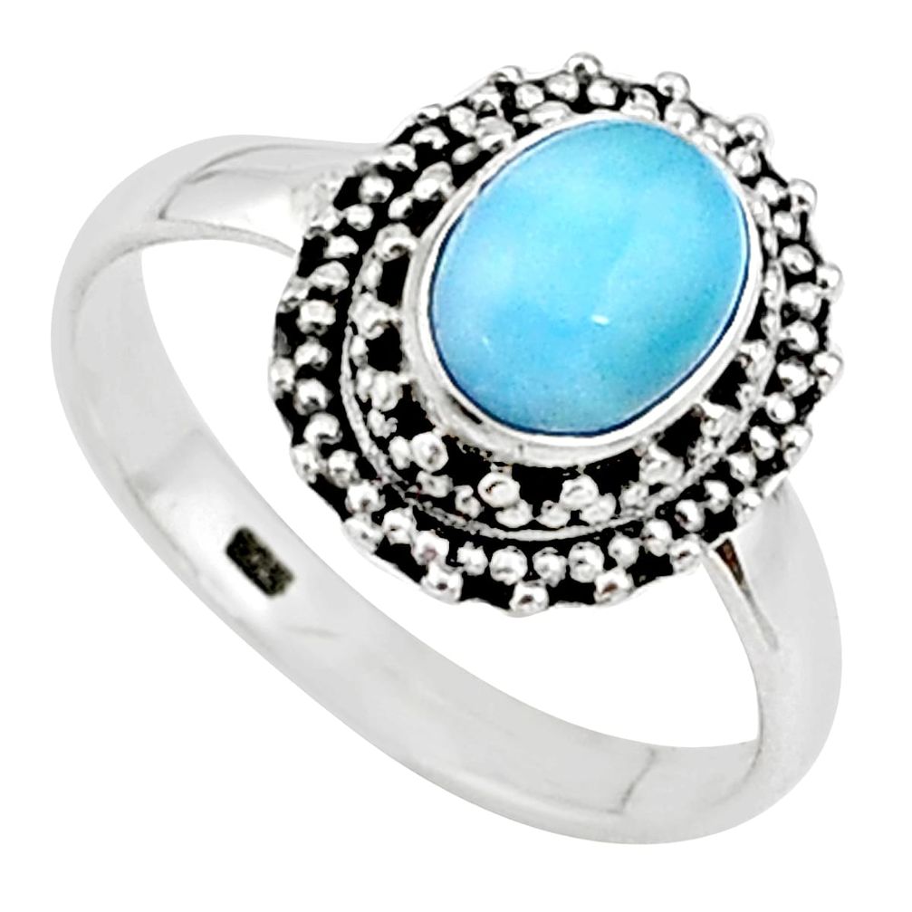 2.21cts solitaire natural blue larimar 925 sterling silver ring size 8 t15845