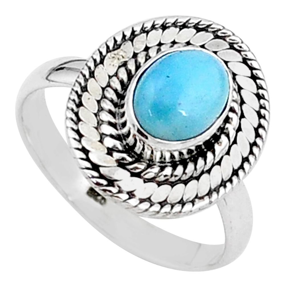 1.92cts solitaire natural blue larimar 925 sterling silver ring size 8 t15875