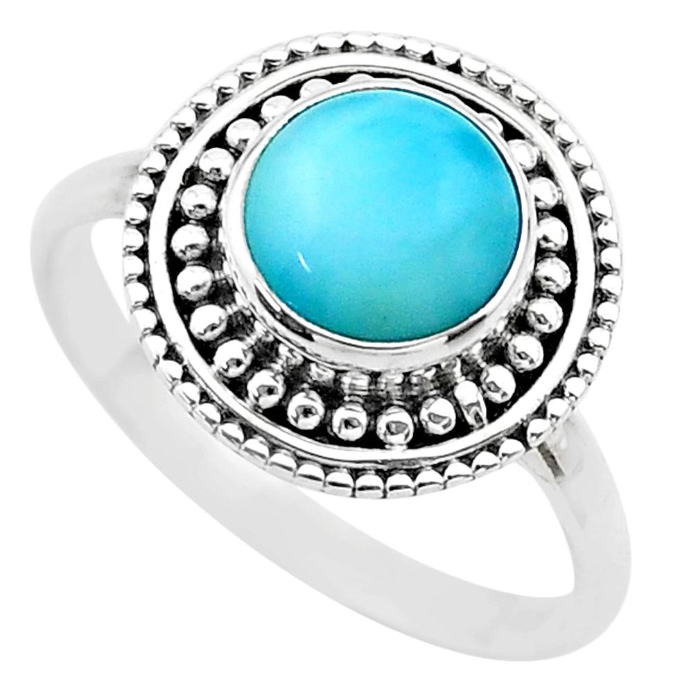 3.10cts solitaire natural blue larimar 925 sterling silver ring size 8 t20147