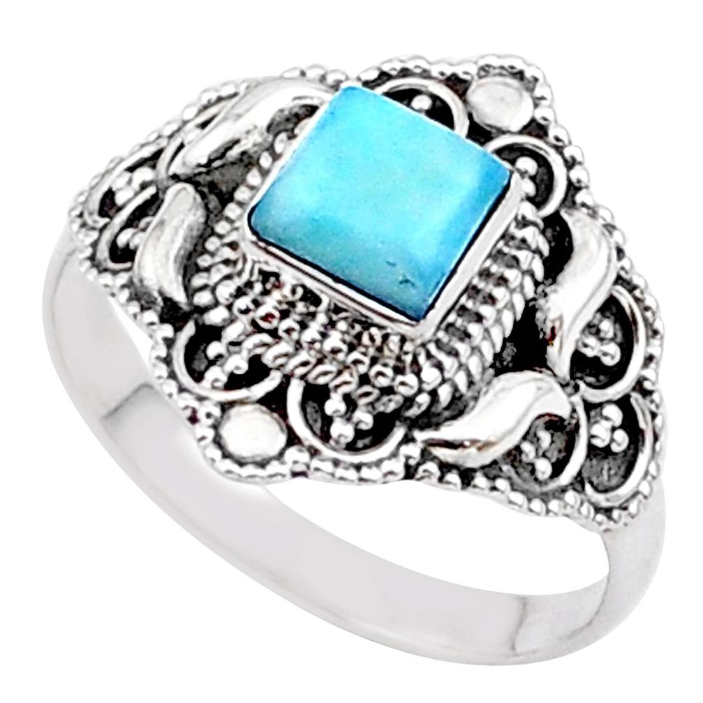 1.45cts solitaire natural blue larimar 925 sterling silver ring size 8 t27223