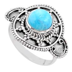 3.24cts solitaire natural blue larimar 925 sterling silver ring size 8 t27520