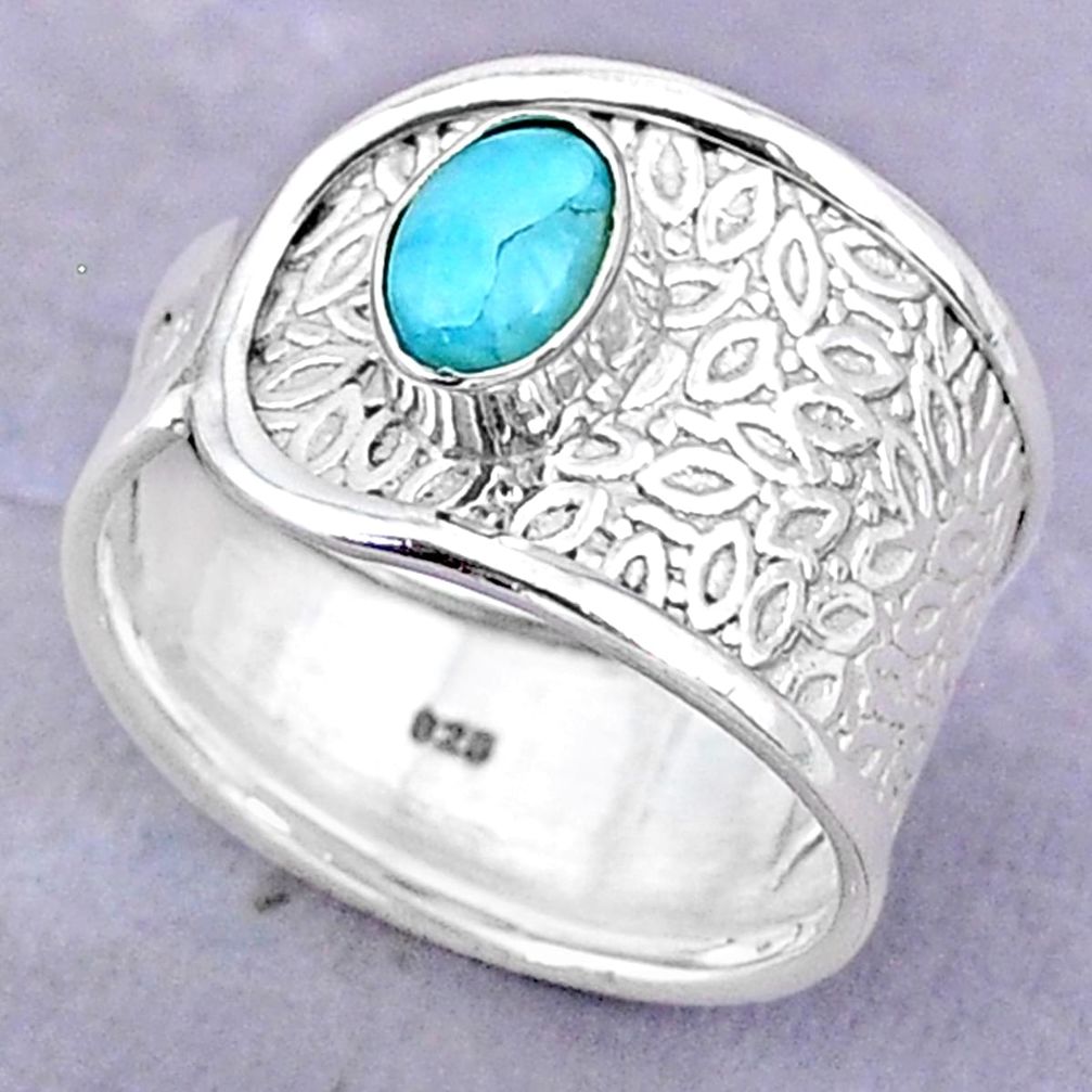 1.64cts solitaire natural blue larimar 925 sterling silver ring size 8 t32441