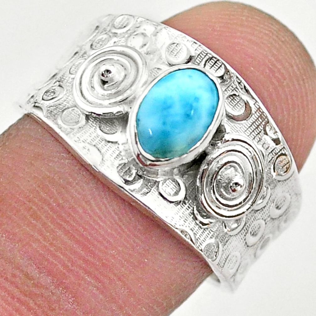 1.53cts solitaire natural blue larimar 925 sterling silver ring size 8 t42262