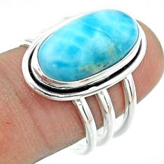 8.03cts solitaire natural blue larimar 925 sterling silver ring size 8 t56368