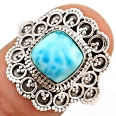 3.01cts solitaire natural blue larimar 925 sterling silver ring size 8 t81894