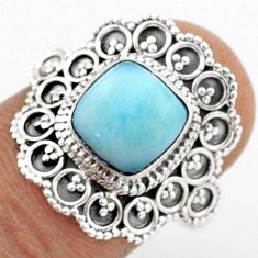 3.19cts solitaire natural blue larimar 925 sterling silver ring size 8 t81908