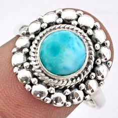 3.01cts solitaire natural blue larimar 925 sterling silver ring size 8 t94042