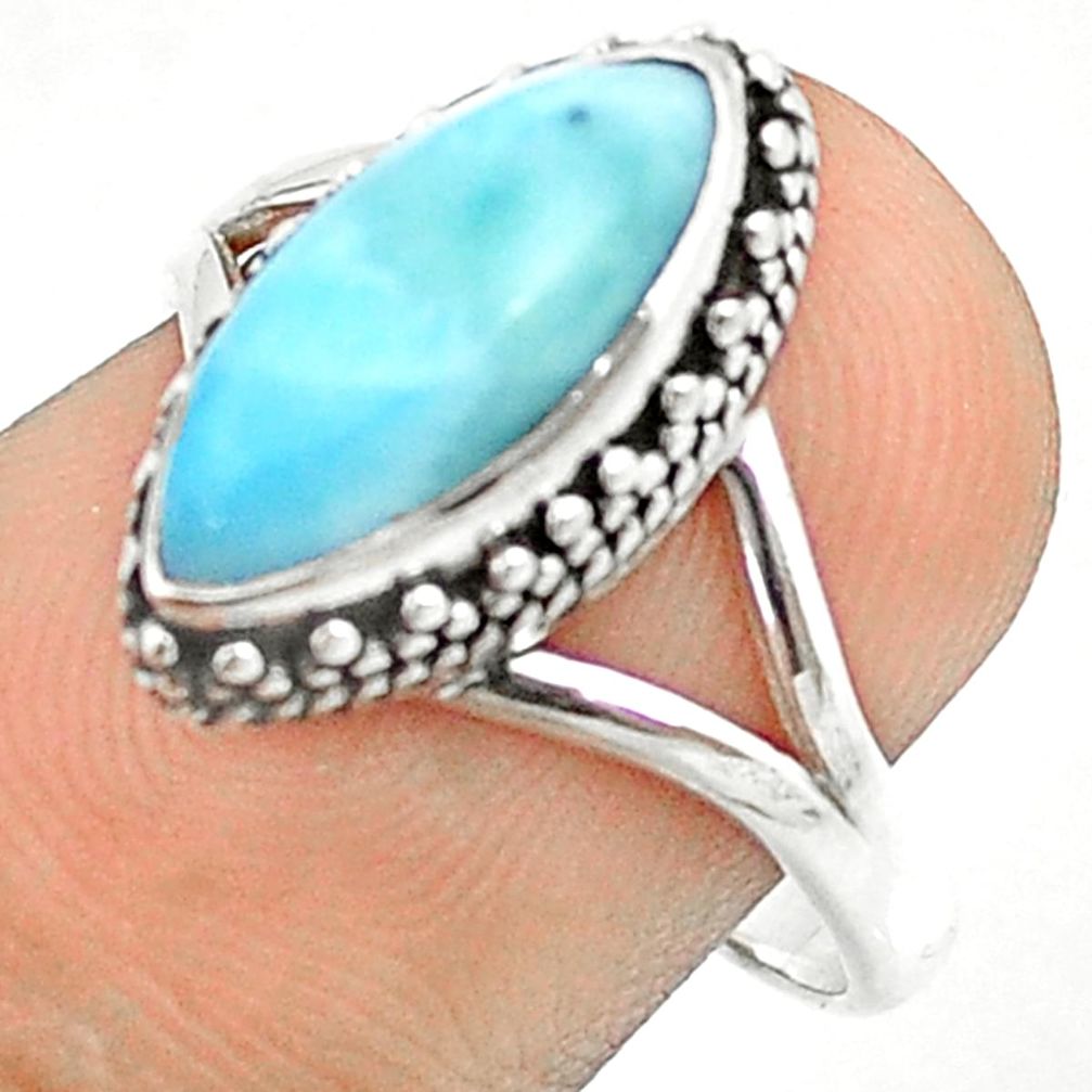 5.00cts solitaire natural blue larimar 925 sterling silver ring size 8 u25236