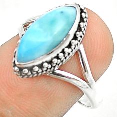 5.00cts solitaire natural blue larimar 925 sterling silver ring size 8 u25236