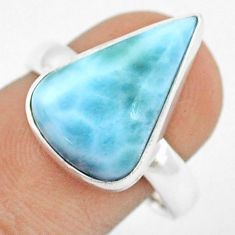 8.68cts solitaire natural blue larimar 925 sterling silver ring size 8 u28953