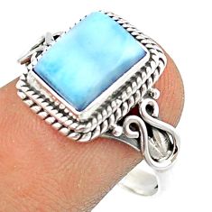 4.36cts solitaire natural blue larimar 925 sterling silver ring size 8 u31601