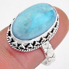 7.99cts solitaire natural blue larimar 925 sterling silver ring size 8 y2925