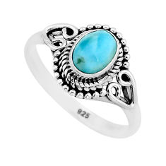 1.47cts solitaire natural blue larimar 925 sterling silver ring size 8 y64220