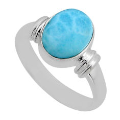 4.06cts solitaire natural blue larimar 925 sterling silver ring size 8 y82901