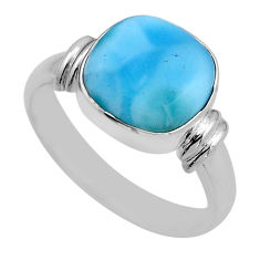 4.84cts solitaire natural blue larimar 925 sterling silver ring size 8 y82913
