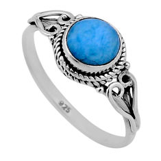 2.49cts solitaire natural blue larimar 925 sterling silver ring size 9 n47435