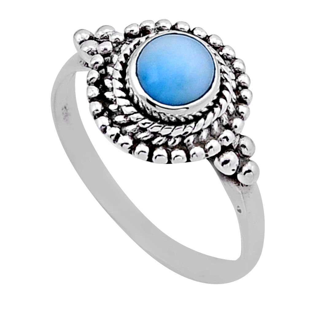 1.07cts solitaire natural blue larimar 925 sterling silver ring size 9 n49701