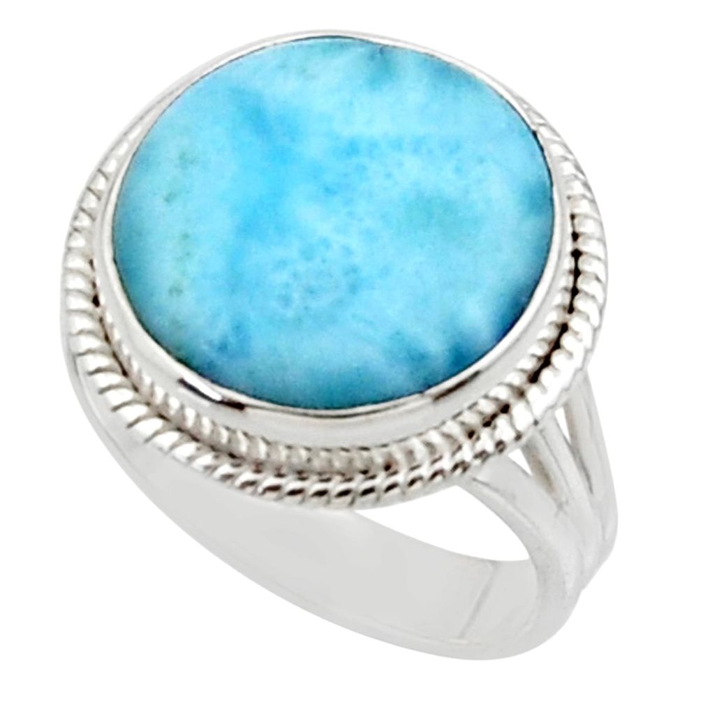 14.26cts solitaire natural blue larimar 925 sterling silver ring size 9 r50241