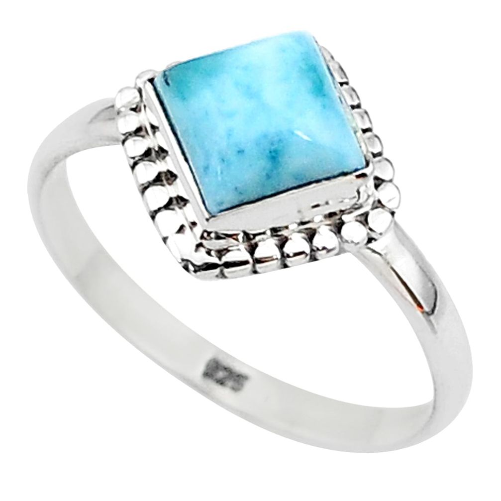 2.28cts solitaire natural blue larimar 925 sterling silver ring size 9 t11187