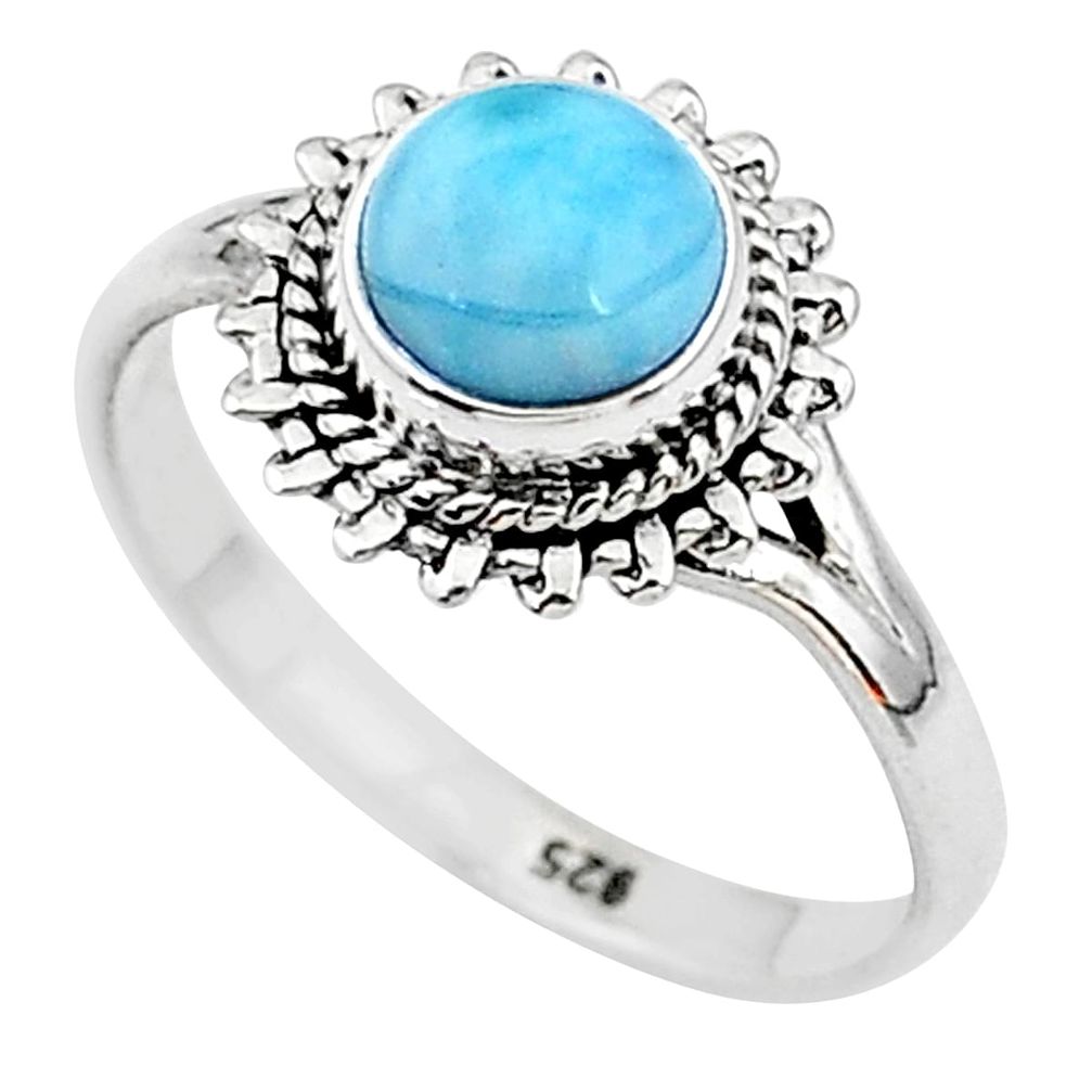 2.61cts solitaire natural blue larimar 925 sterling silver ring size 9 t11195