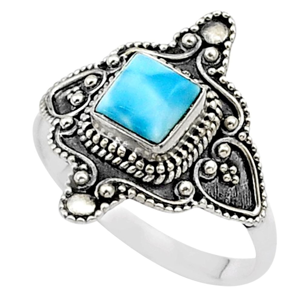 0.91cts solitaire natural blue larimar 925 sterling silver ring size 9 t27202