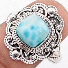 3.35cts solitaire natural blue larimar 925 sterling silver ring size 9 t81806